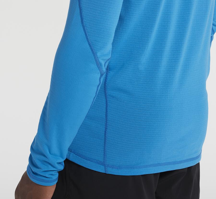 Top Hoka One One Hombre - 1/2 Cremallera Midlayer - Azules - XFP564798